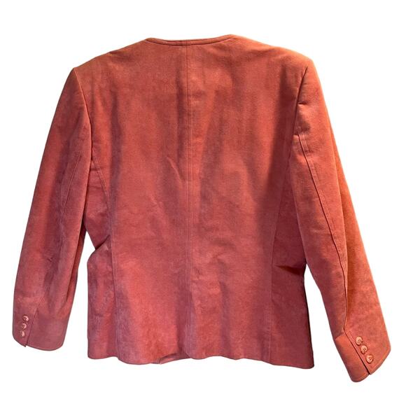 Blassport Vintage Ultra Suede Button Front Blazer Jacket Pink Sz 12 Long Sleeve - Picture 6 of 11